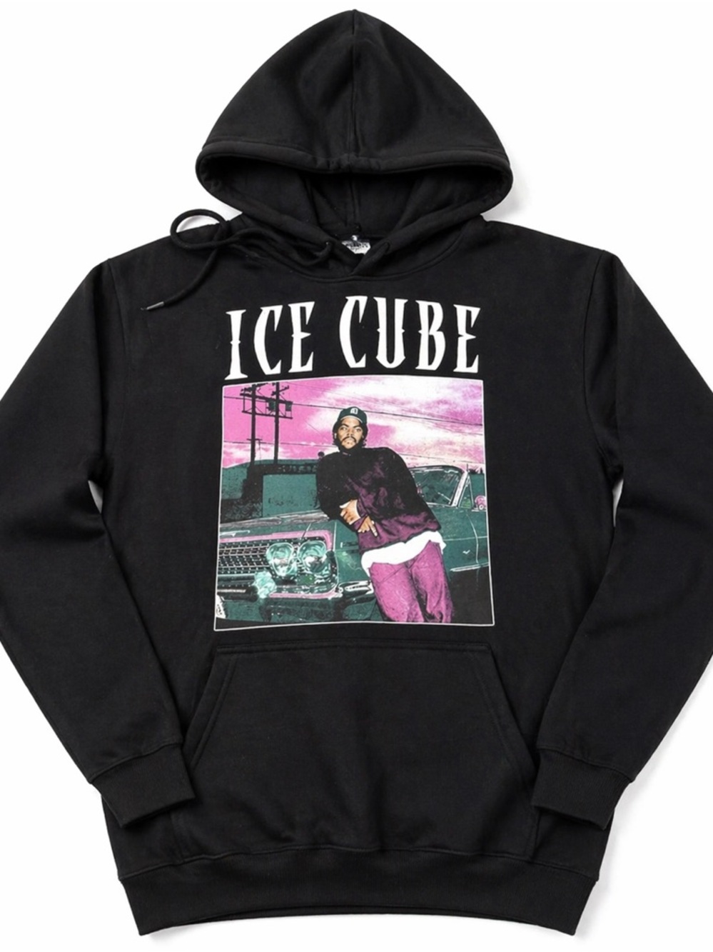 Ice Cube Hoodie Size Med Black Graphic Cotton Pocket Drawstring Hip Hop Rap 90s